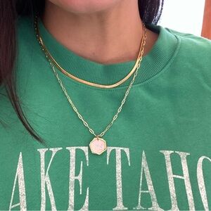 Handmade/Handcrafted Polymer Clay White Speckled Pendant on Paperclip chain